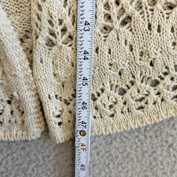 Daytrip Cardigan Sweater Open Knit Crochet Belted Boho Layering - Picture 6 of 7